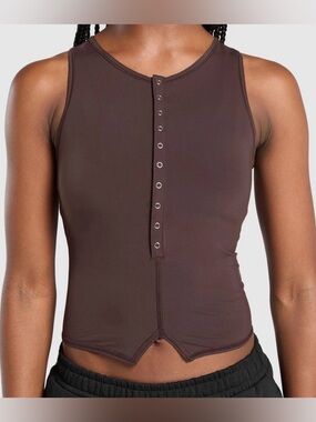 Gymshark Buttery Soft Brown Snap-Front Women's Cropped Tank